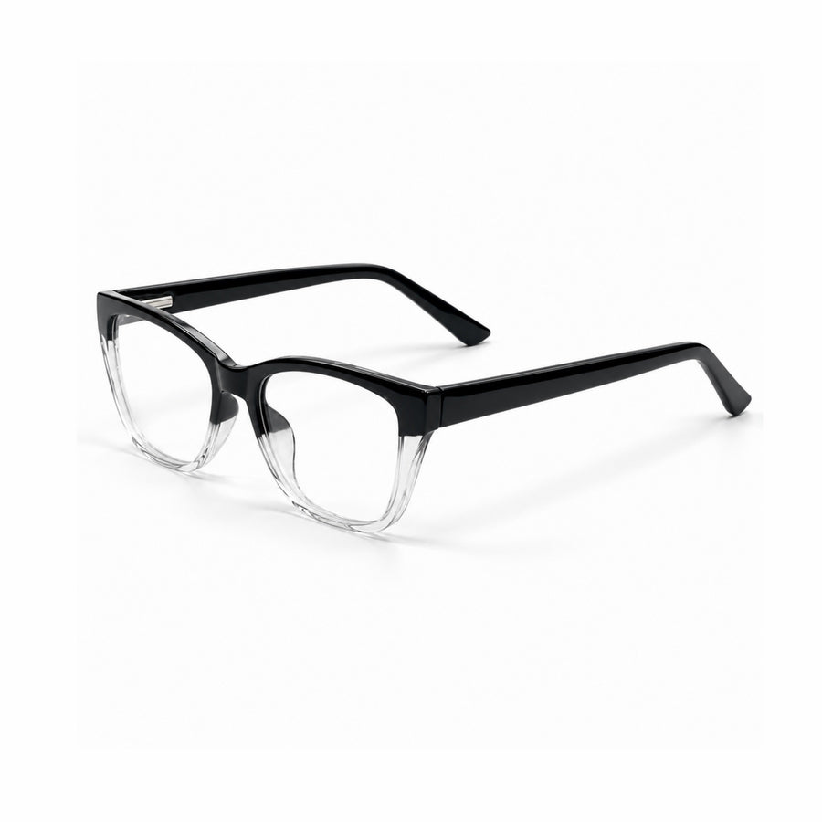 DOZY 33510 Women's Cat-Eye Optical Frame in Black Clear — three-quarter view