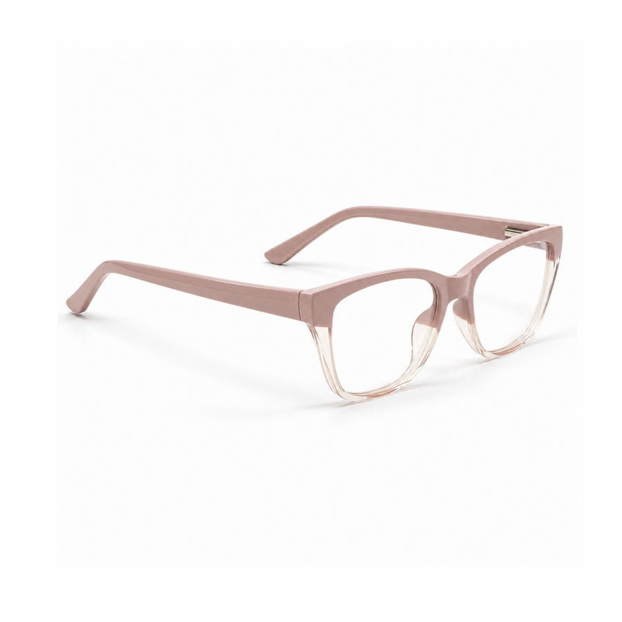 DOZY 33510 Women's Cat-Eye Optical Frame in Nude Clear — three-quarter view (opposite side)