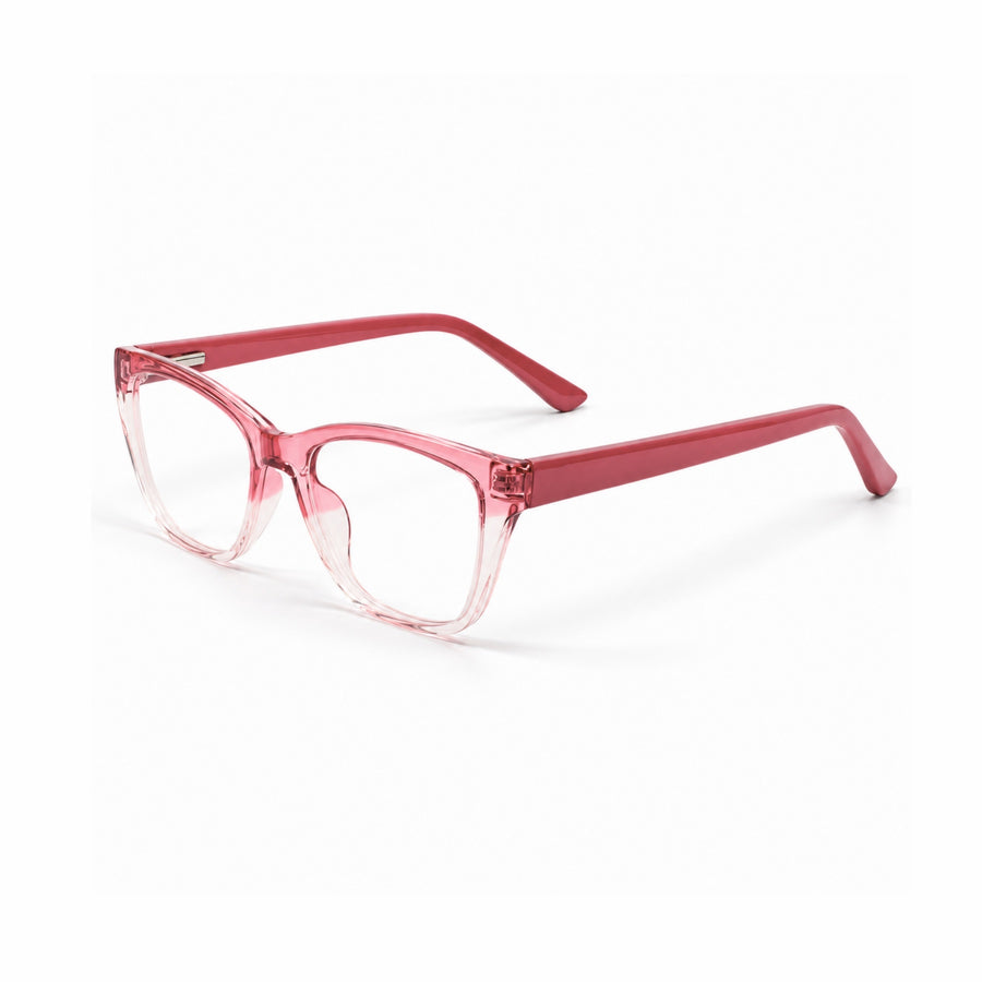 DOZY 33510 Women's Cat-Eye Optical Frame in Pink Clear — three-quarter view