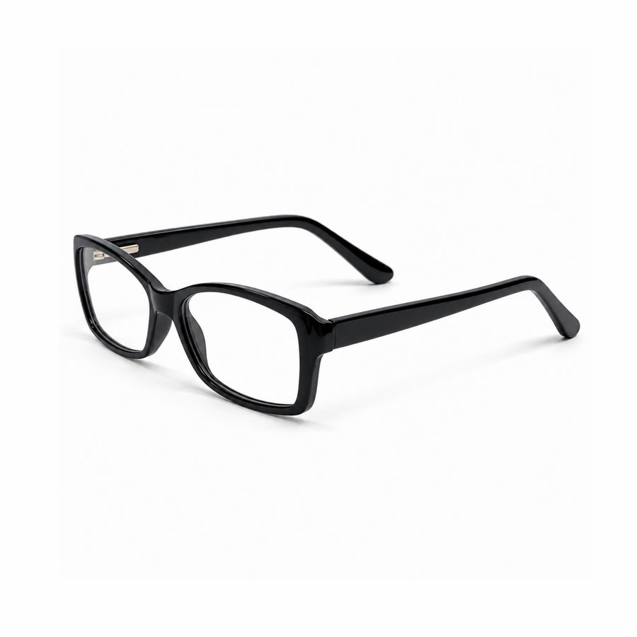 DOZY 35001 Women's Rectangle Optical Frame in Black — three-quarter view