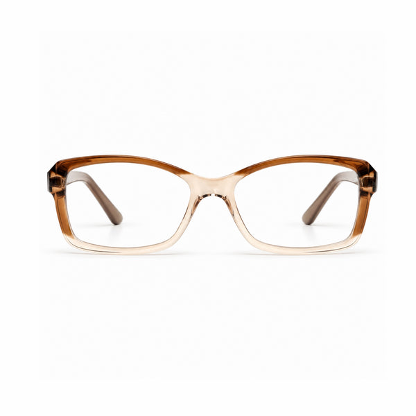 DOZY 35001 Women's Rectangle Optical Frame in Brown Peach — front view