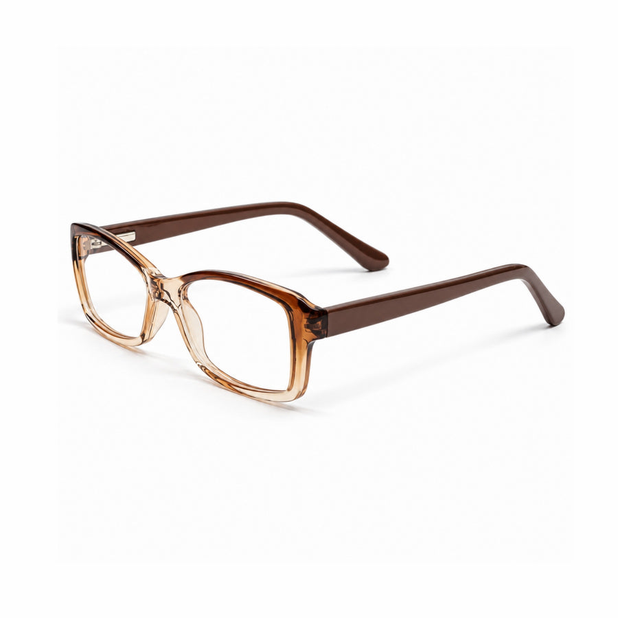 DOZY 35001 Women's Rectangle Optical Frame in Brown Peach — three-quarter view