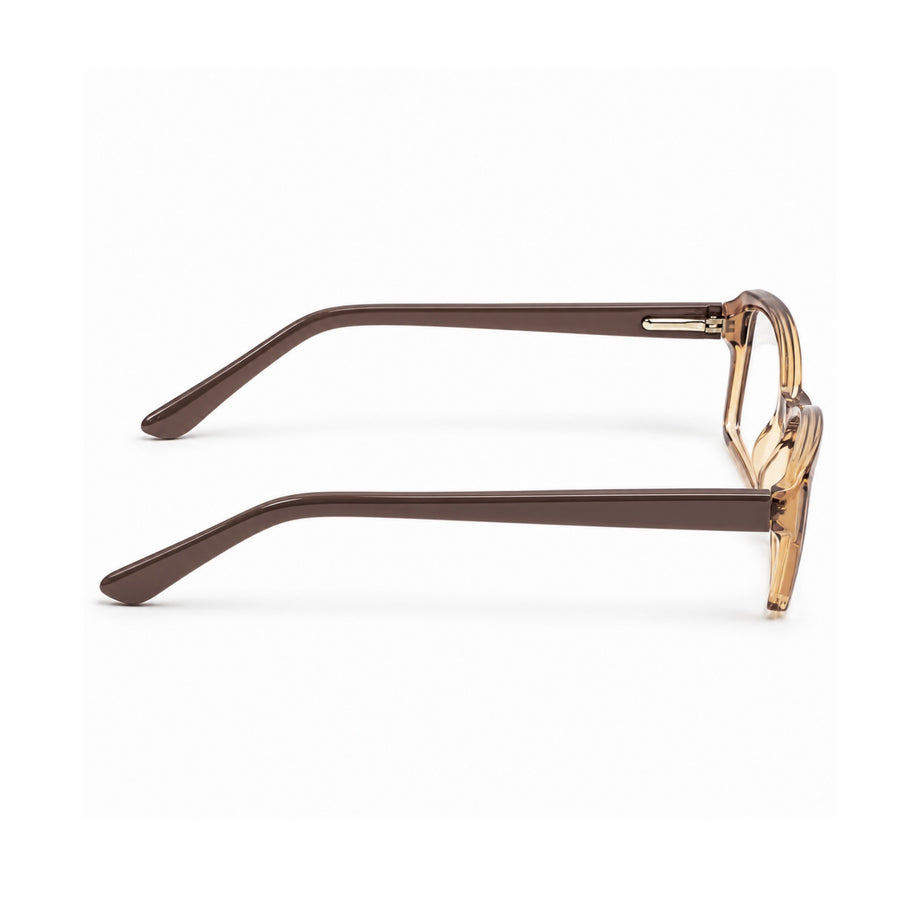 DOZY 35001 Women's Rectangle Optical Frame in Brown Peach — side view