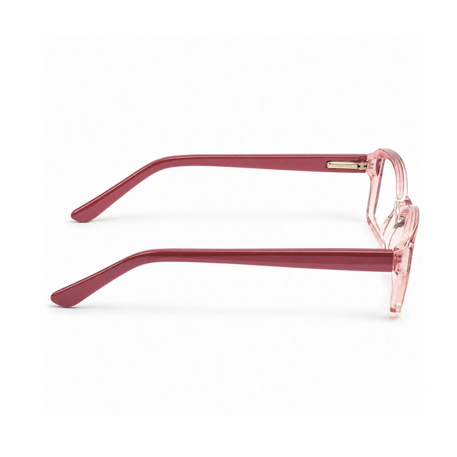 DOZY 35001 Women's Rectangle Optical Frame in Pink Clear — side view