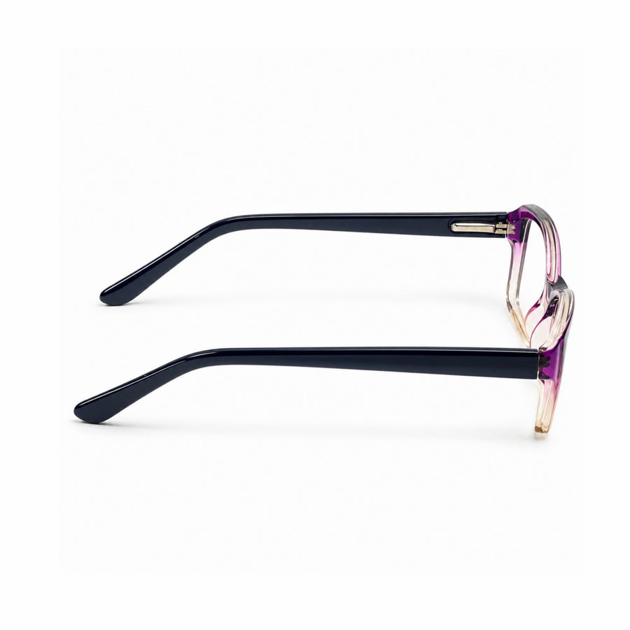 DOZY 35001 Women's Rectangle Optical Frame in Purple Clear — side view