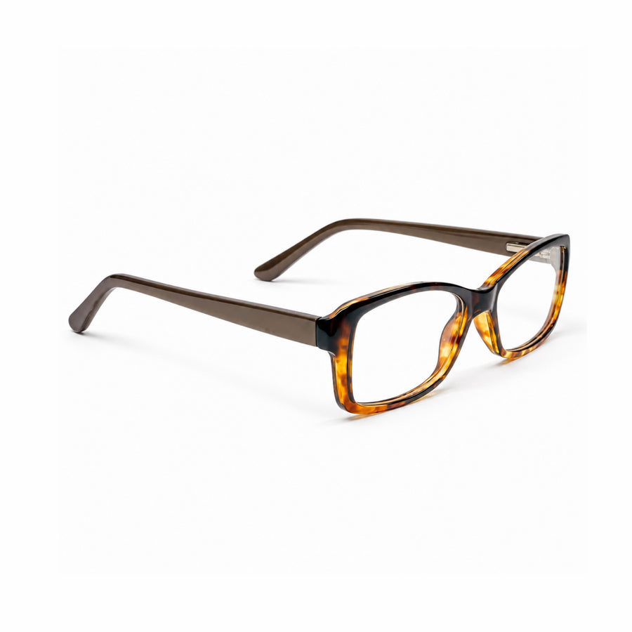DOZY 35001 Women's Rectangle Optical Frame in Tortoise — three-quarter view (opposite side)
