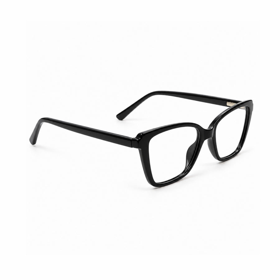 DOZY 35502 Women's Cat-Eye Optical Frame in Black — three-quarter view (opposite side)