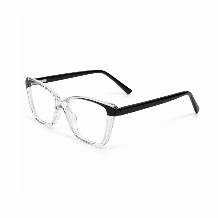 DOZY 35502 Women's Cat-Eye Optical Frame in Black Clear — three-quarter view