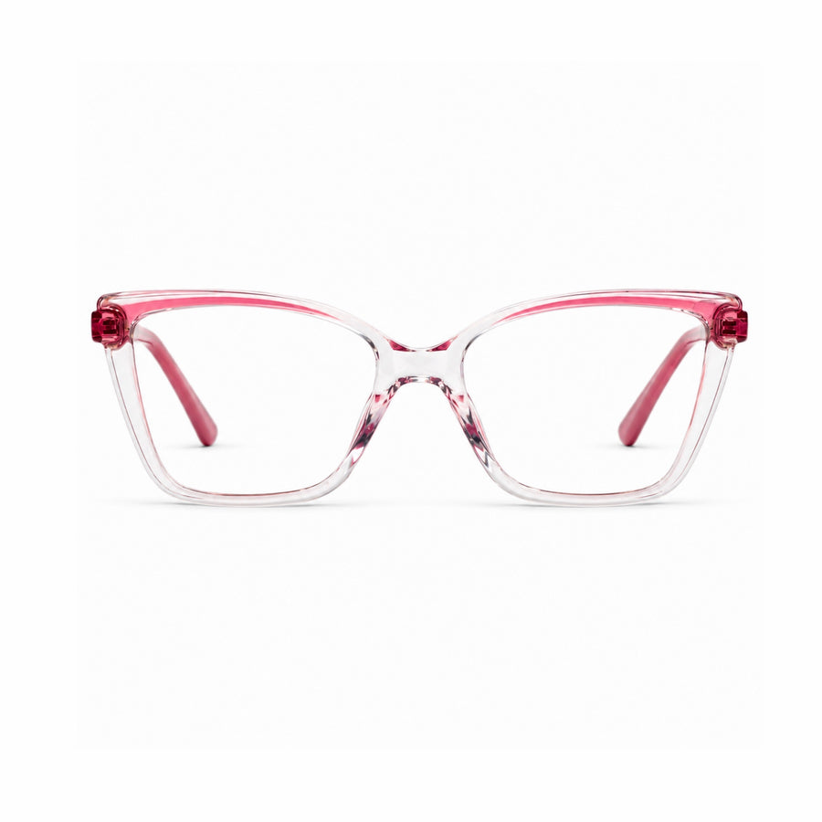 DOZY 35502 Women's Cat-Eye Optical Frame in Pink Clear — front view