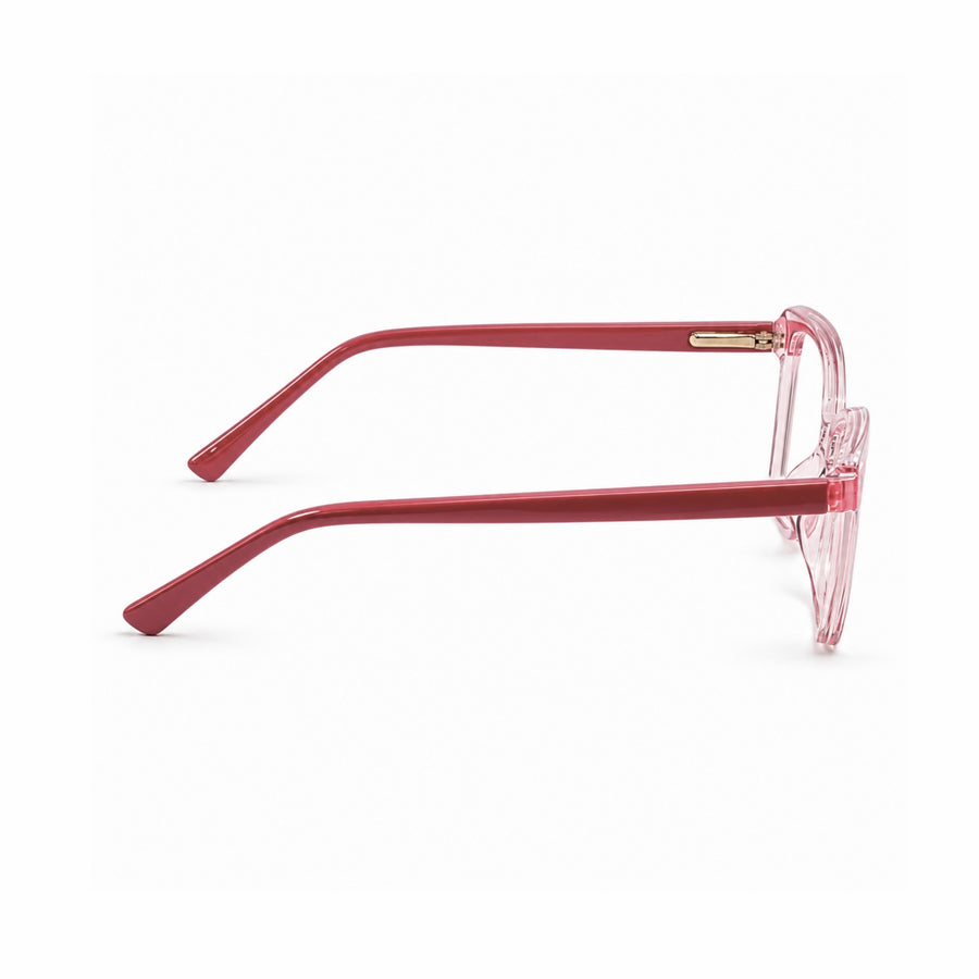 DOZY 35502 Women's Cat-Eye Optical Frame in Pink Clear — side view