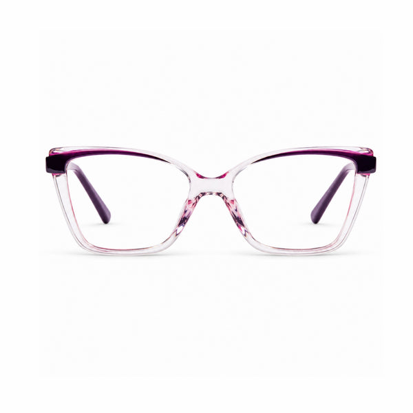 DOZY 35502 Women's Cat-Eye Optical Frame in Purple Pink — front view