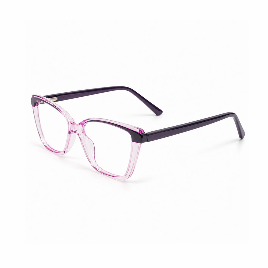 DOZY 35502 Women's Cat-Eye Optical Frame in Purple Pink — three-quarter view