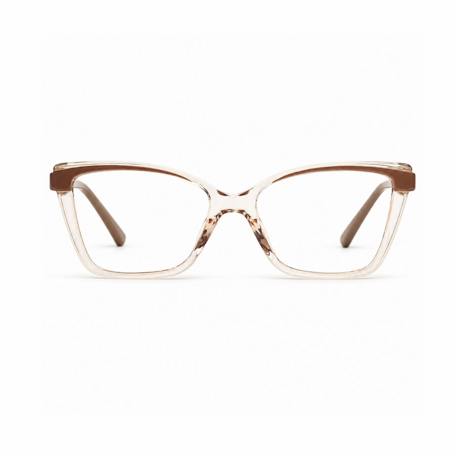 DOZY 35502 Women's Cat-Eye Optical Frame in Taupe Peach — front view
