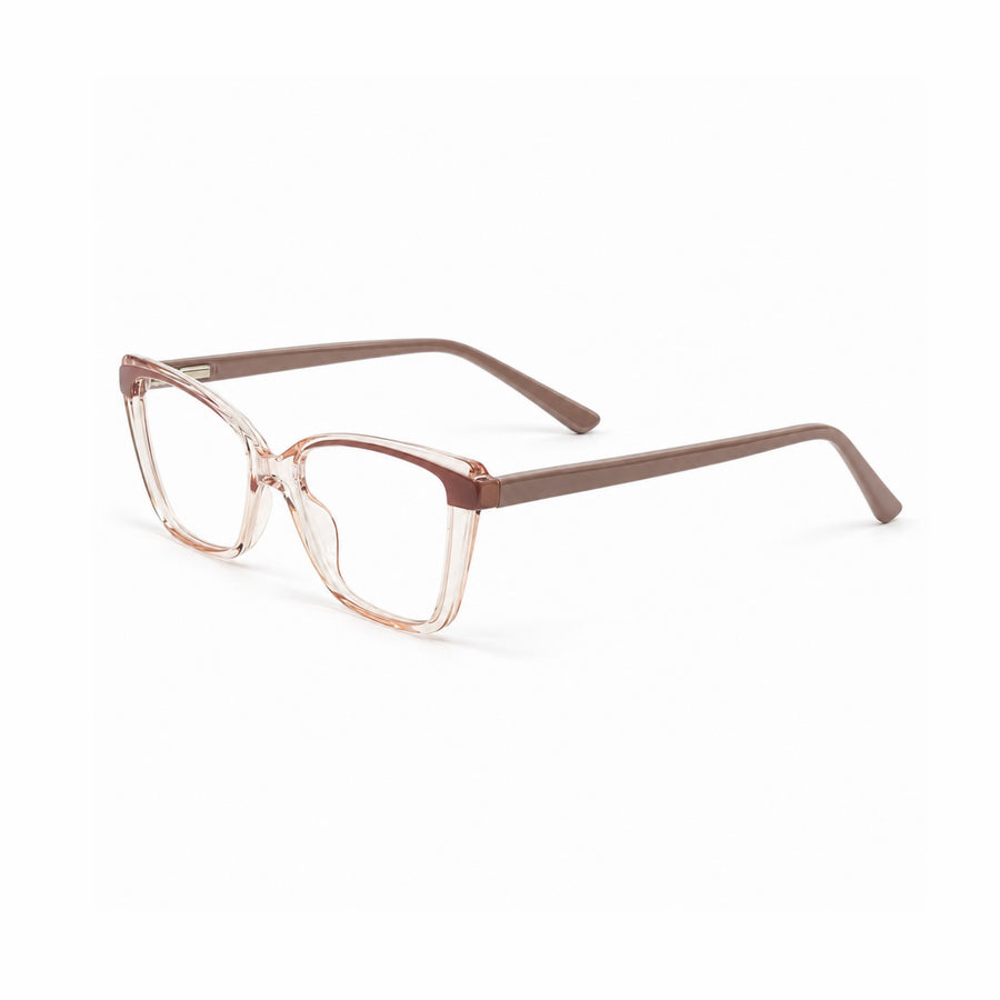 DOZY 35502 Women's Cat-Eye Optical Frame in Taupe Peach — three-quarter view