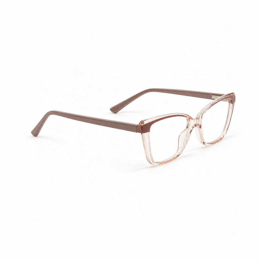 DOZY 35502 Women's Cat-Eye Optical Frame in Taupe Peach — three-quarter view (opposite side)