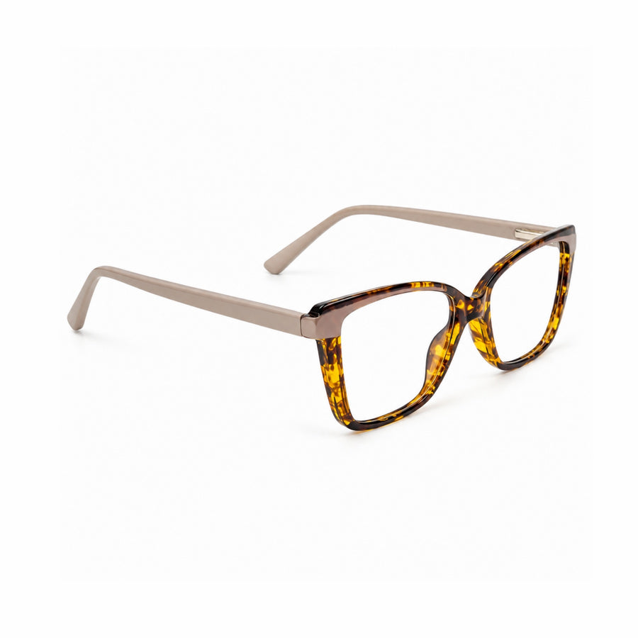 DOZY 35502 Women's Cat-Eye Optical Frame in Tortoise — three-quarter view (opposite side)