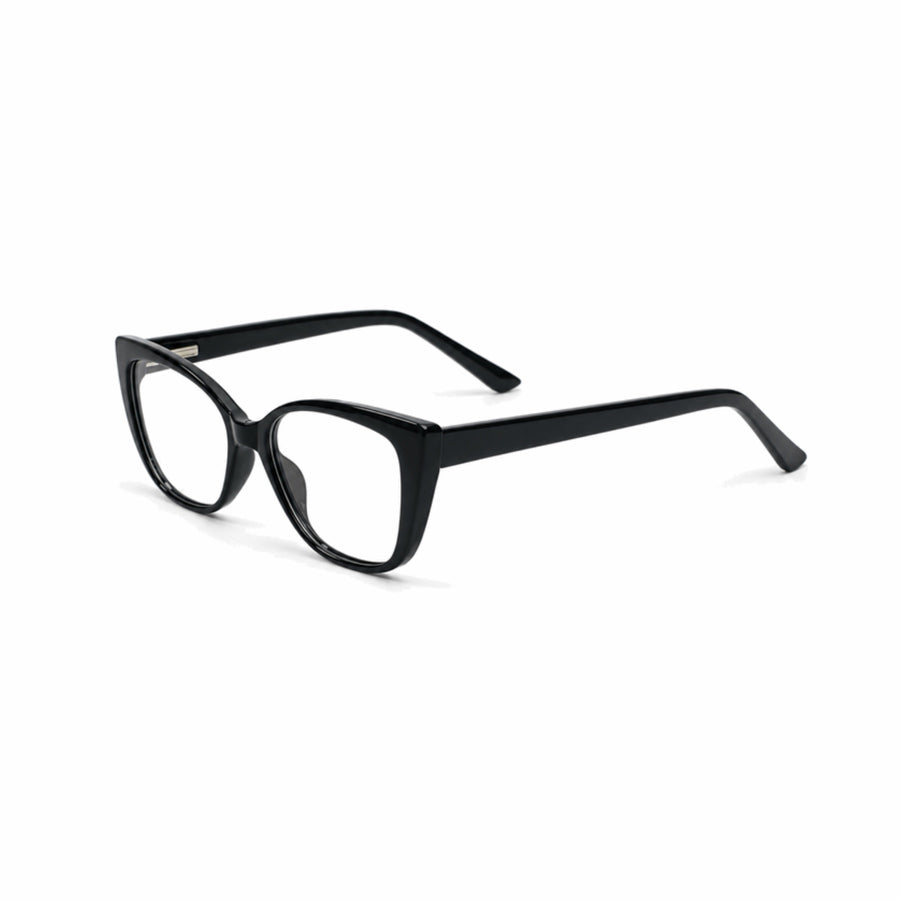 DOZY 35503 Women's Cat-Eye Optical Frame in Black — three-quarter view