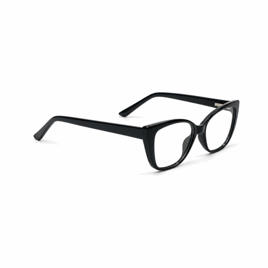 DOZY 35503 Women's Cat-Eye Optical Frame in Black — three-quarter view (opposite side)