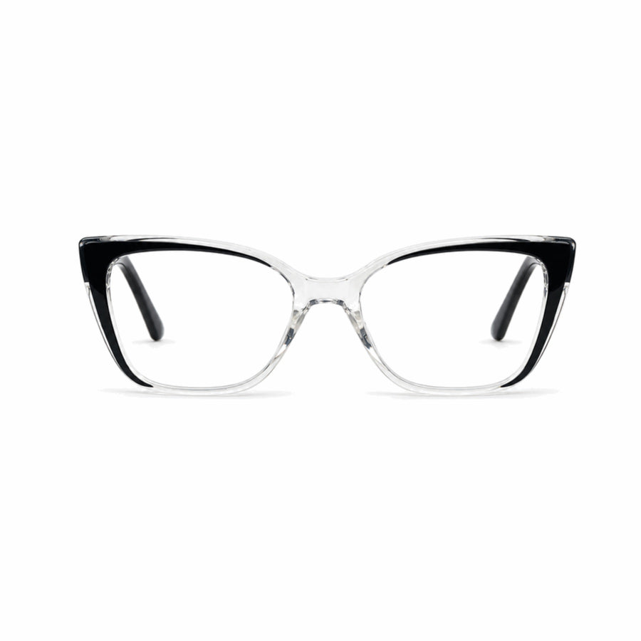 DOZY 35503 Women's Cat-Eye Optical Frame in Black Clear — front view