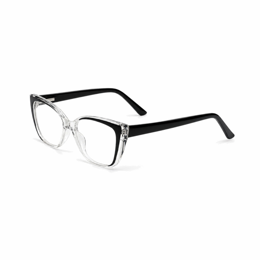 DOZY 35503 Women's Cat-Eye Optical Frame in Black Clear — three-quarter view