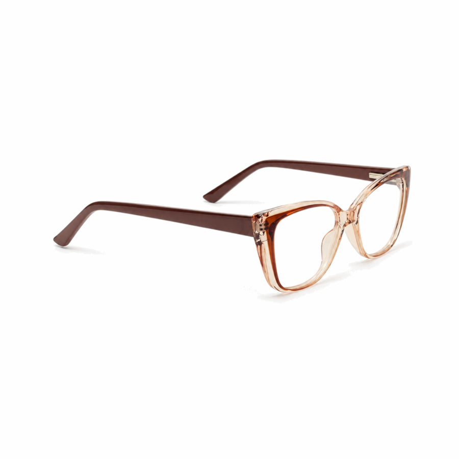 DOZY 35503 Women's Cat-Eye Optical Frame in Brown Peach — three-quarter view (opposite side)