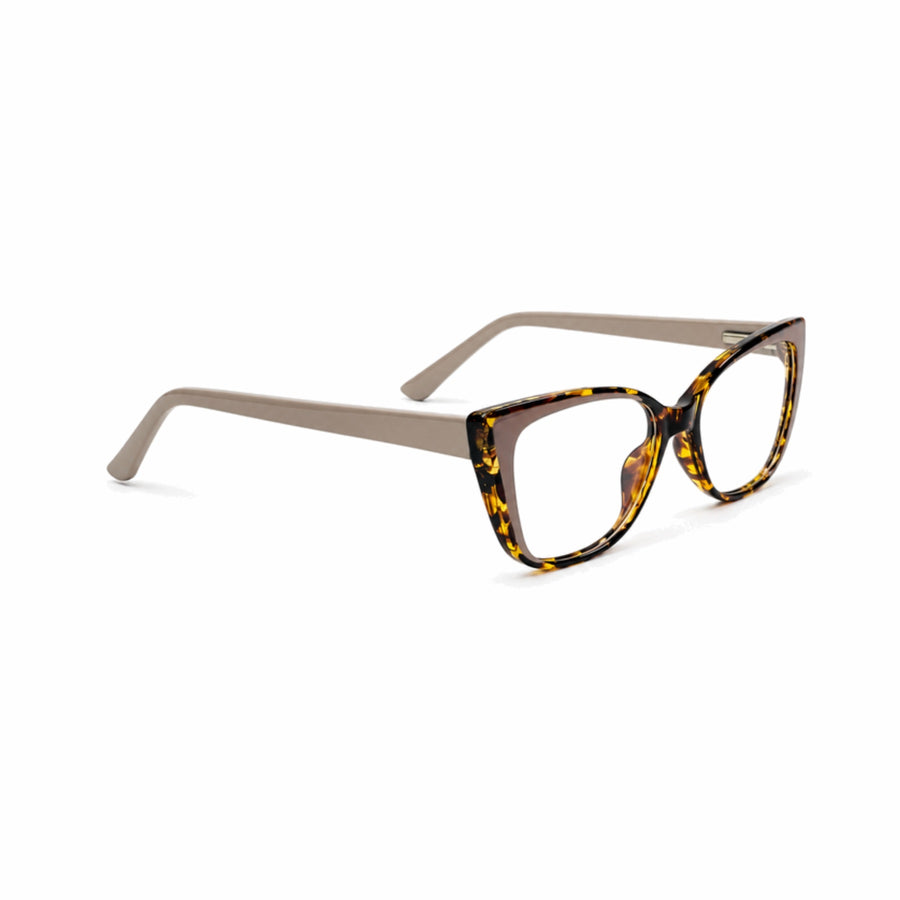 DOZY 35503 Women's Cat-Eye Optical Frame in Tortoise — three-quarter view (opposite side)