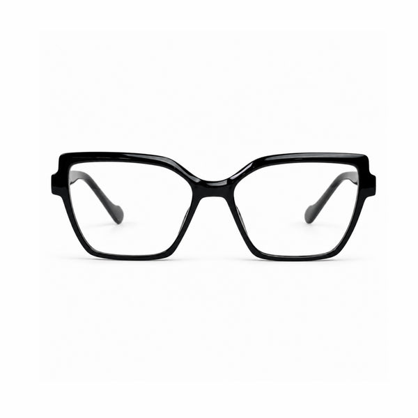 DOZY 35504 Women's Geometric Optical Frame in Black — front view
