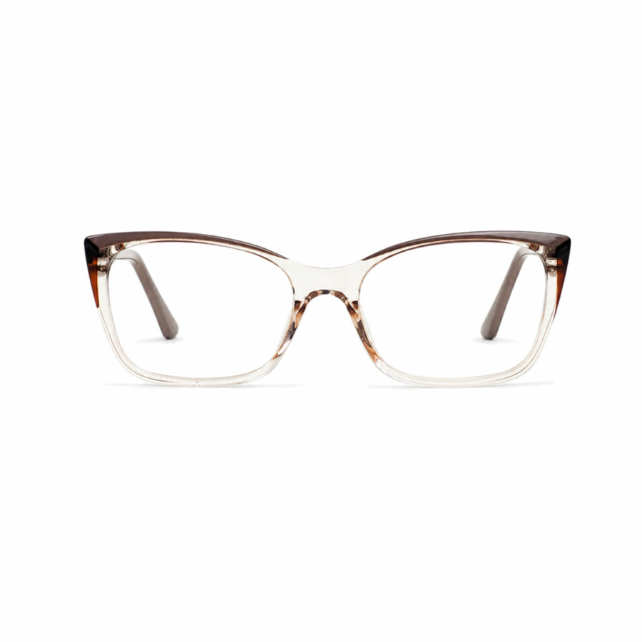 DOZY 35505 Women's Cat-Eye Optical Frame in Brown Clear — front view