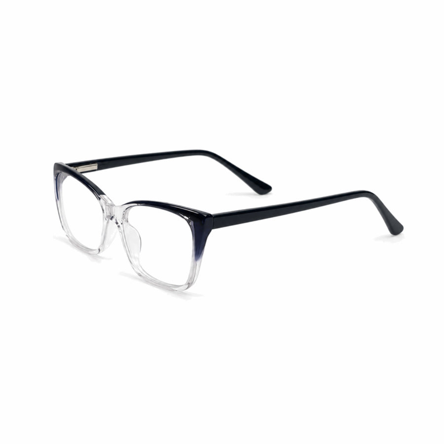 DOZY 35505 Women's Cat-Eye Optical Frame in Navy Clear — three-quarter view