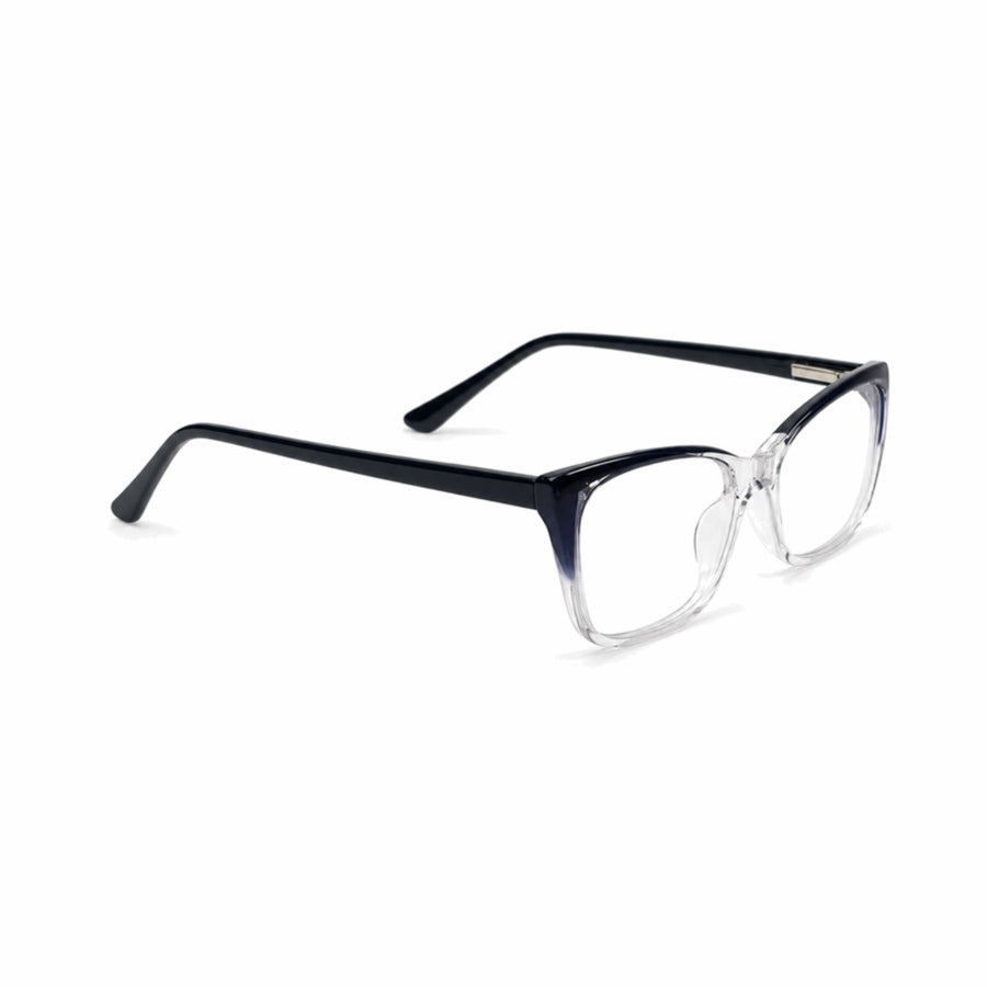 DOZY 35505 Women's Cat-Eye Optical Frame in Navy Clear — three-quarter view (opposite side)