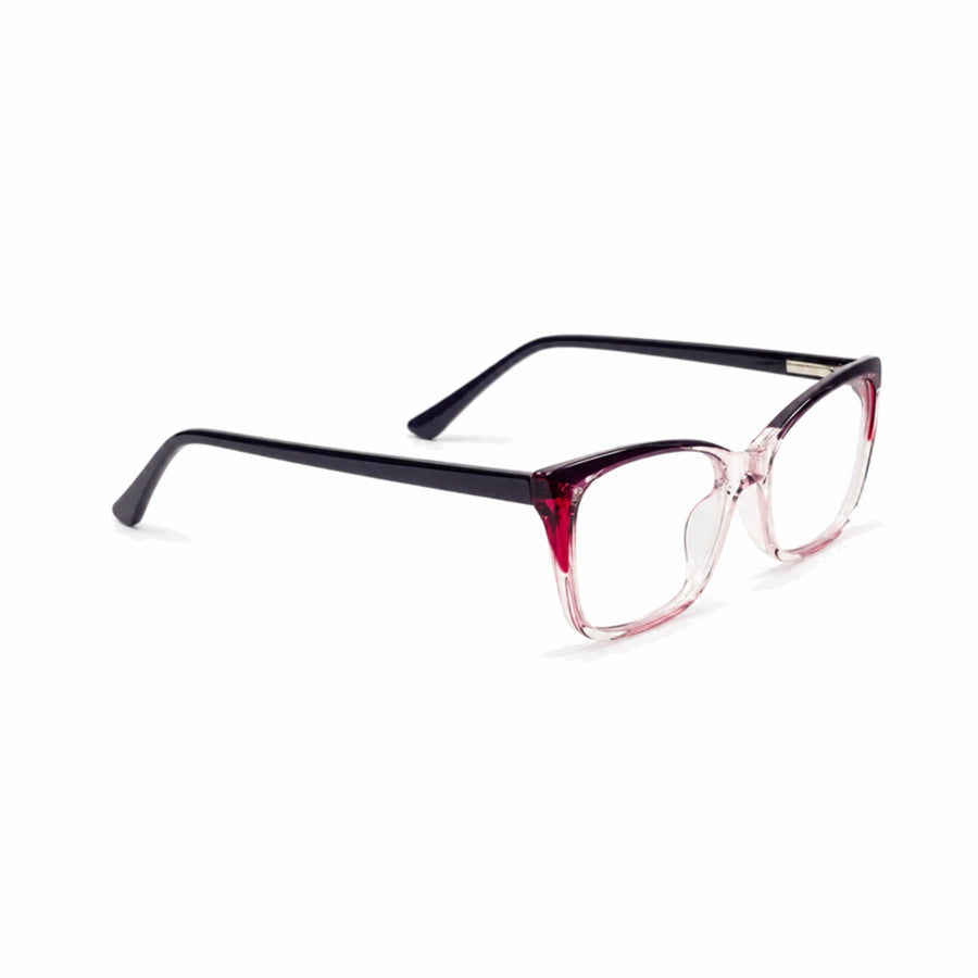 DOZY 35505 Women's Cat-Eye Optical Frame in Navy Red — three-quarter view (opposite side)