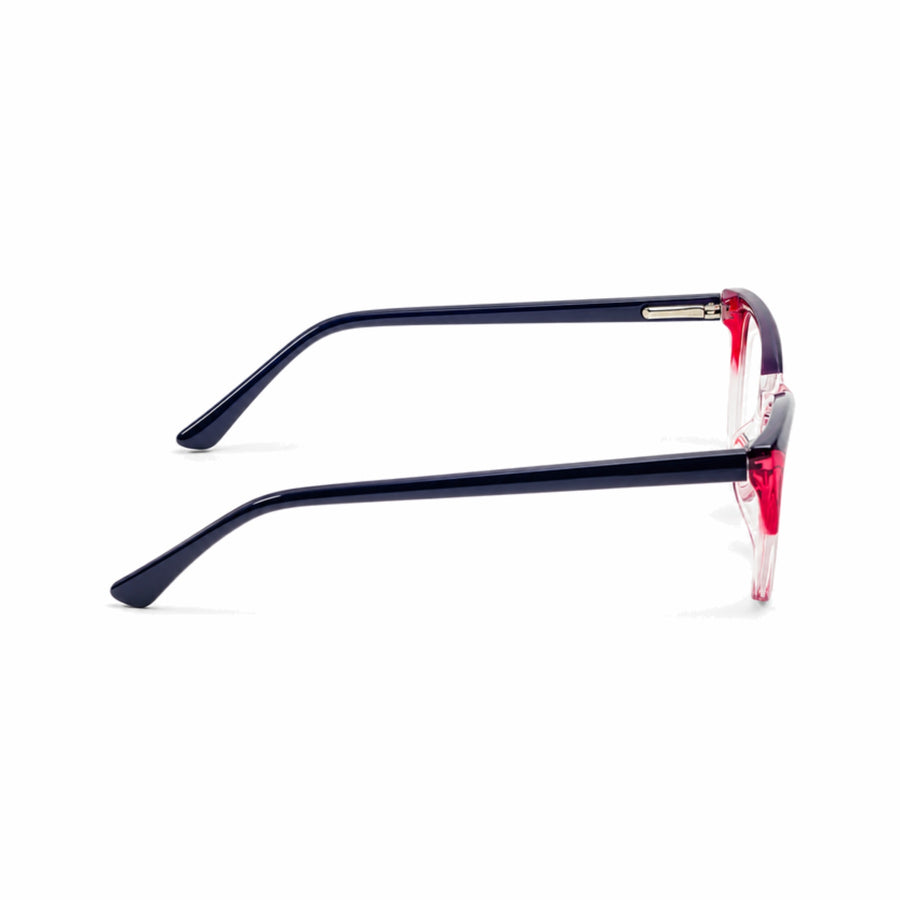 DOZY 35505 Women's Cat-Eye Optical Frame in Navy Red — side view