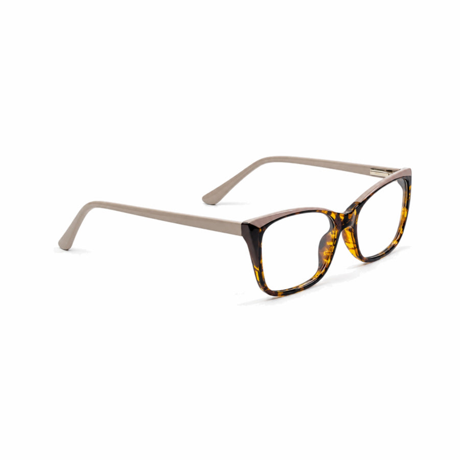 DOZY 35505 Women's Cat-Eye Optical Frame in Tortoise — three-quarter view (opposite side)