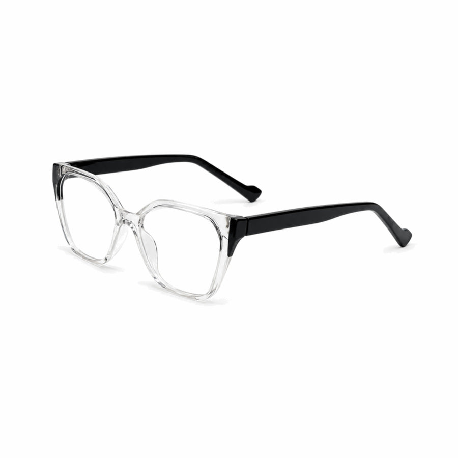 DOZY 35506 Women's Geometric Optical Frame in Black Clear — three-quarter view