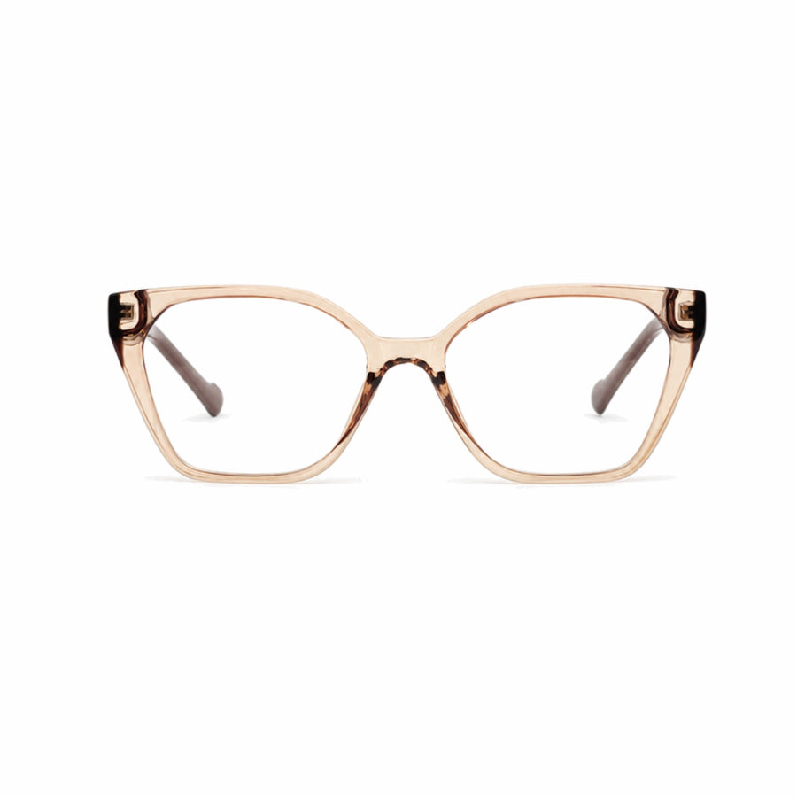 DOZY 35506 Women's Geometric Optical Frame in Brown Crystal — front view