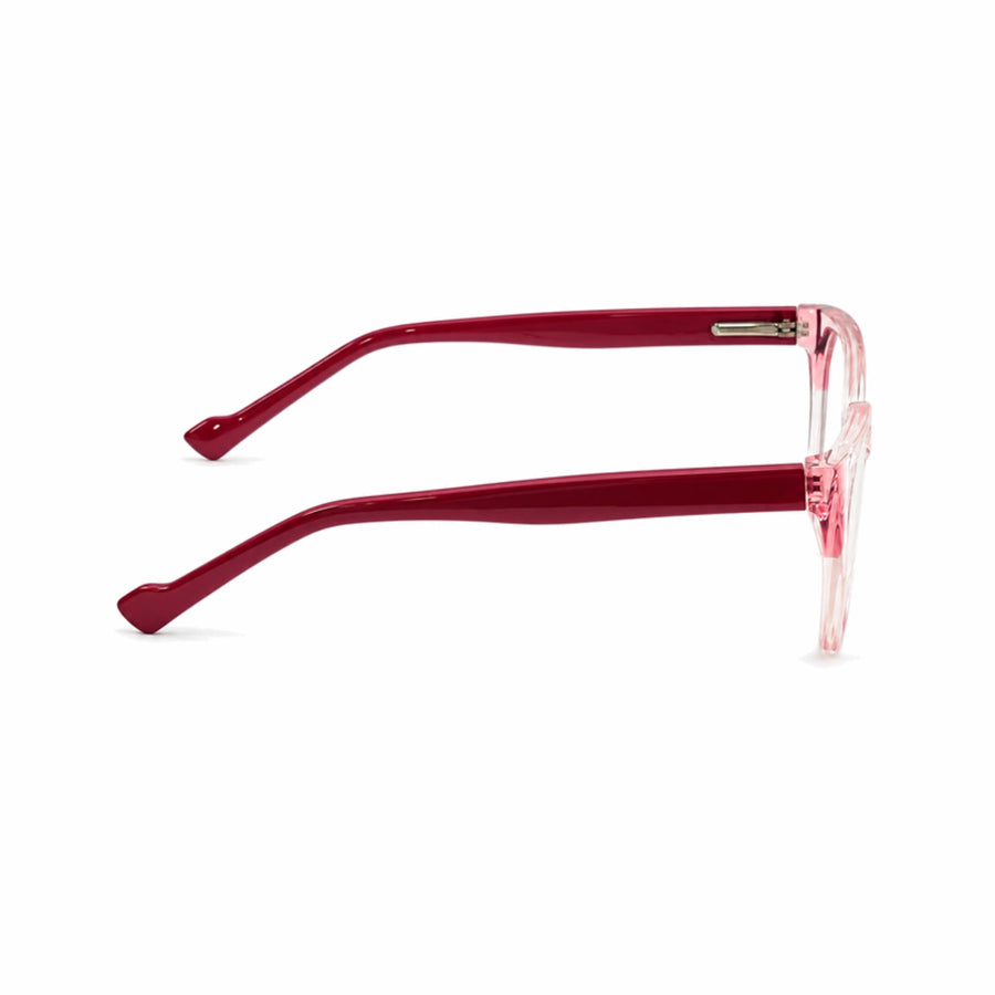 DOZY 35506 Women's Geometric Optical Frame in Pink Clear — side view