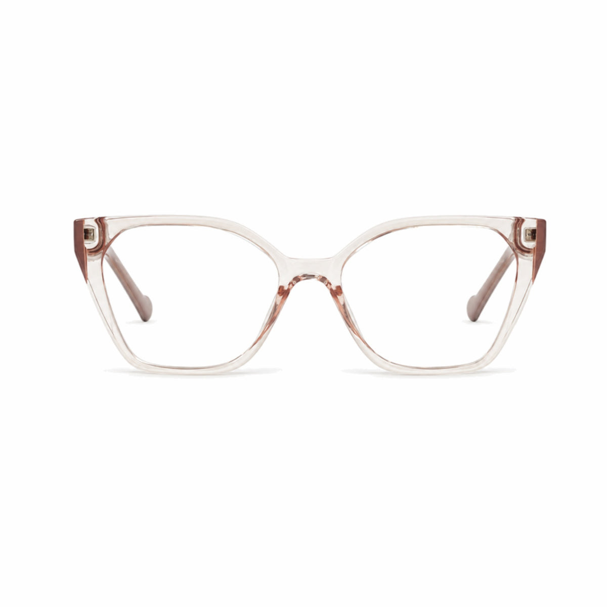 DOZY 35506 Women's Geometric Optical Frame in Taupe Clear — front view