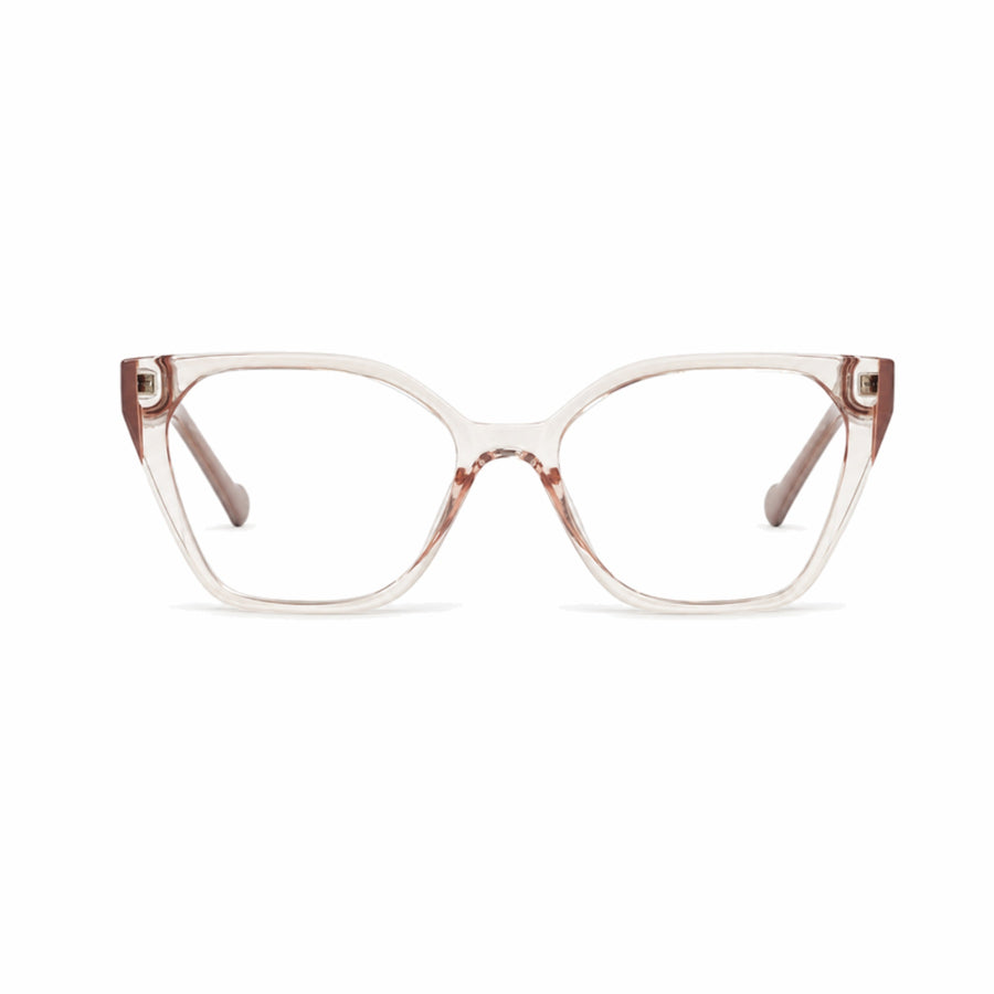 DOZY 35506 Women's Geometric Optical Frame in Taupe Clear — front view