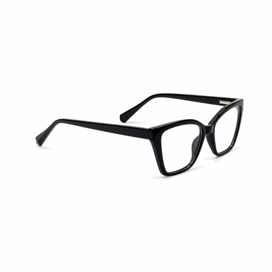 DOZY 35508 Women's Cat-Eye Optical Frame in Black — three-quarter view (opposite side)