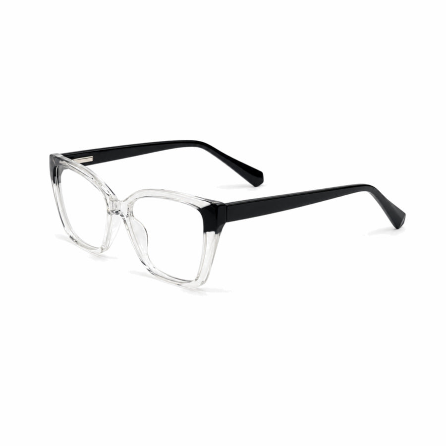DOZY 35508 Women's Cat-Eye Optical Frame in Black Clear — three-quarter view