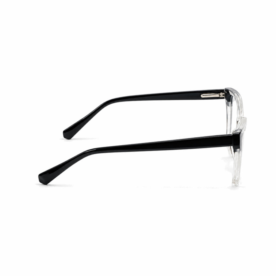 DOZY 35508 Women's Cat-Eye Optical Frame in Black Clear — side view