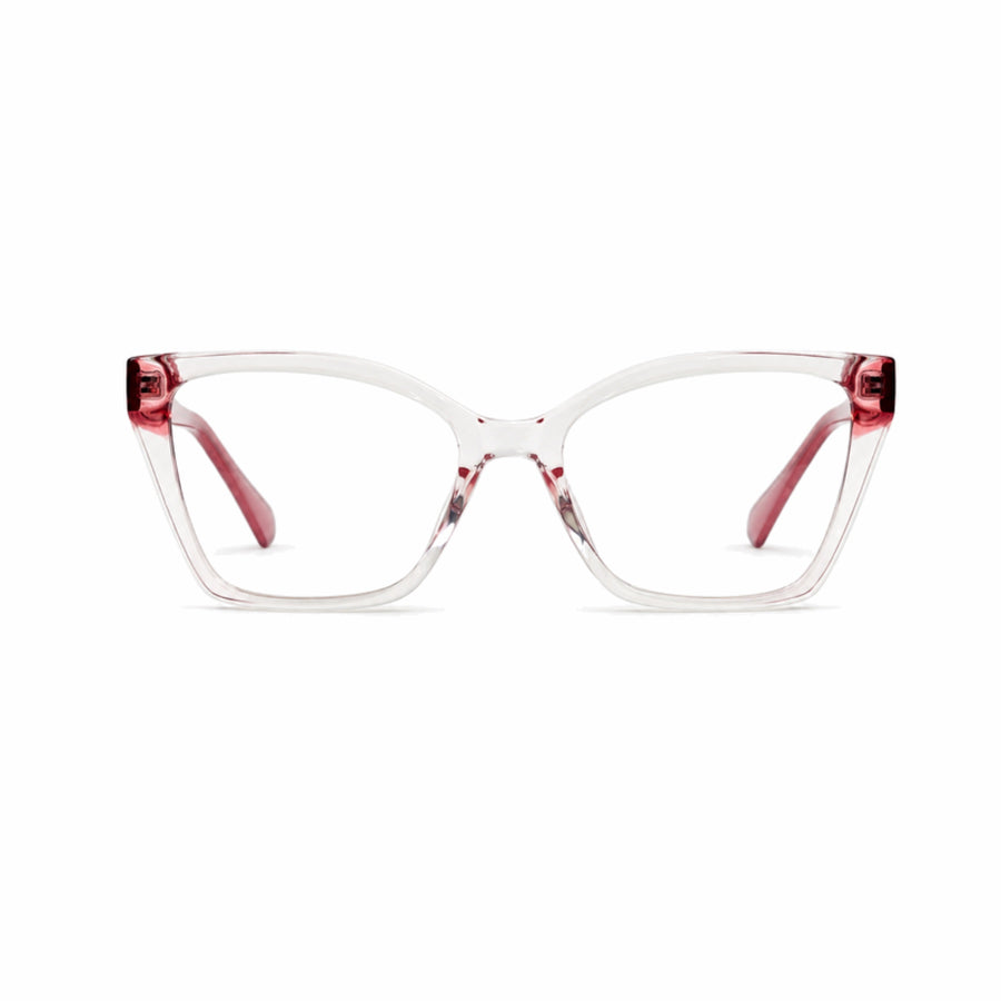 DOZY 35508 Women's Cat-Eye Optical Frame in Pink Clear — front view