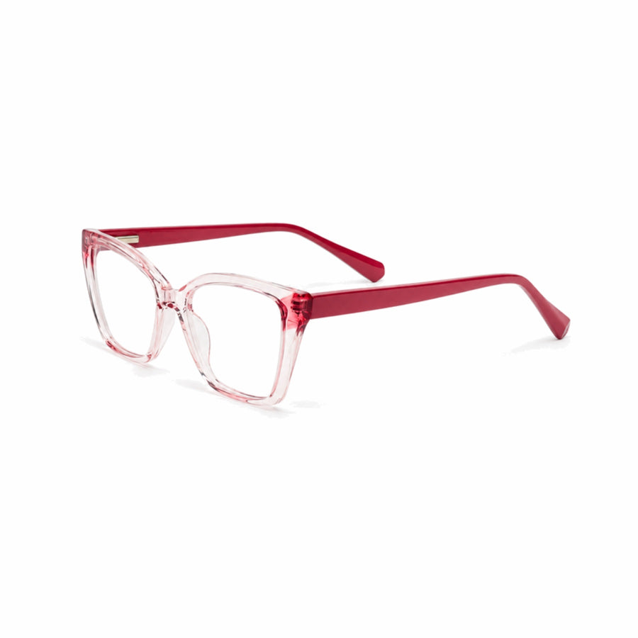 DOZY 35508 Women's Cat-Eye Optical Frame in Pink Clear — three-quarter view