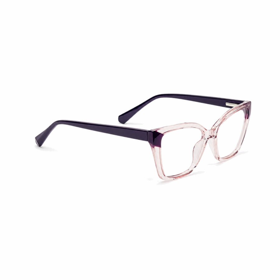 DOZY 35508 Women's Cat-Eye Optical Frame in Purple Pink — three-quarter view (opposite side)