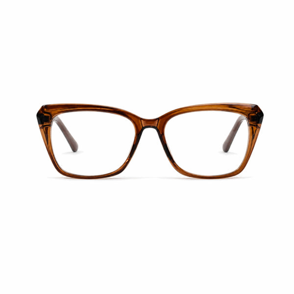 DOZY 35509 Women's Square Optical Frame in Brown Crystal — front view