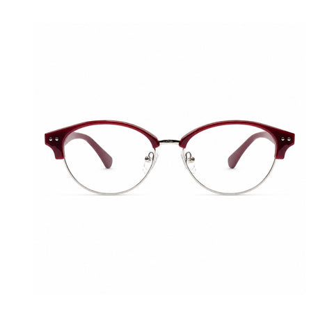 k9184 Rounded browline Eyeglass Frame Red-silver