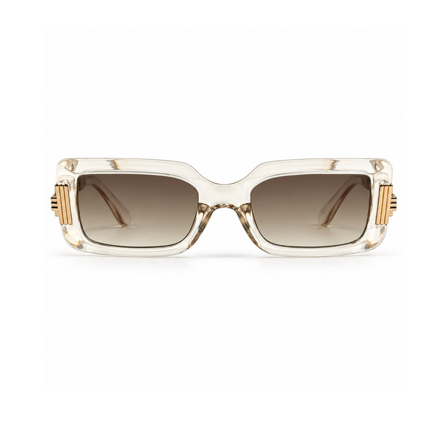 LH067 Rectangle Sunglasses in Champagne / brown gradient — front view