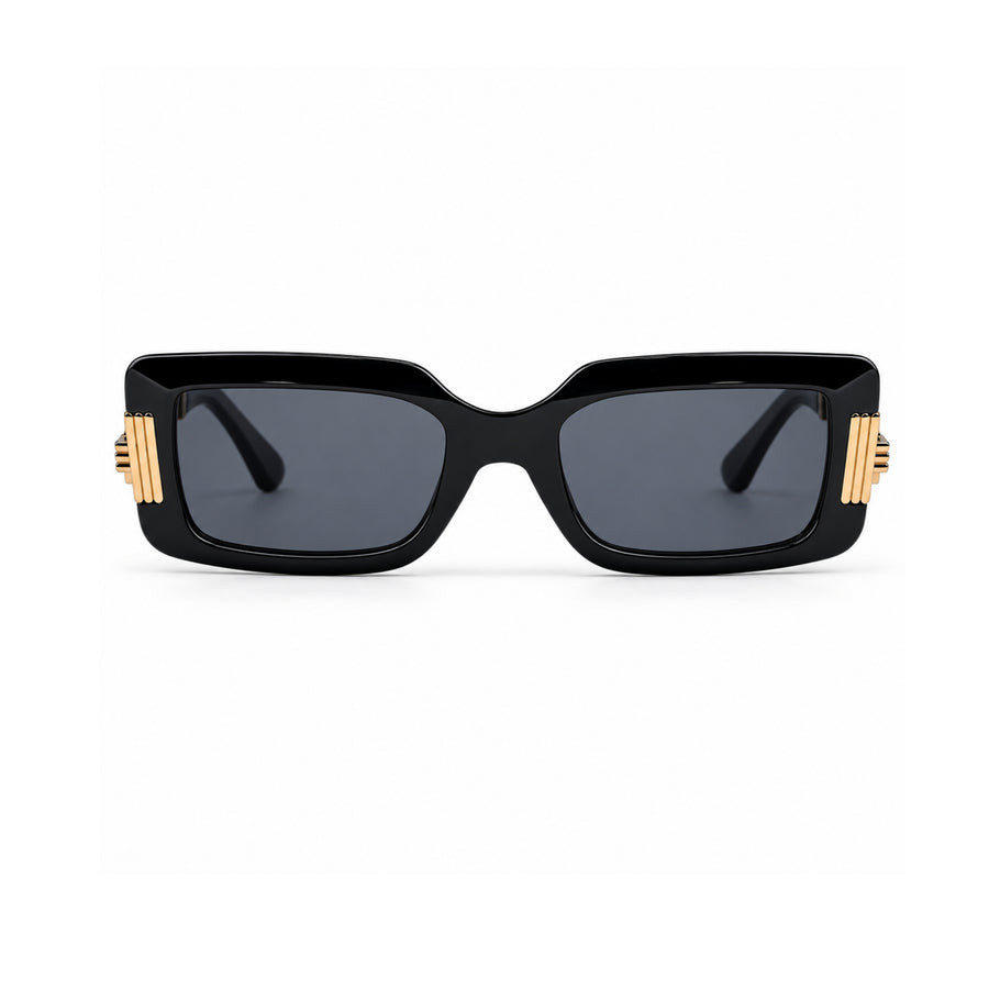 LH067 Rectangle Sunglasses in Black / grey — front view