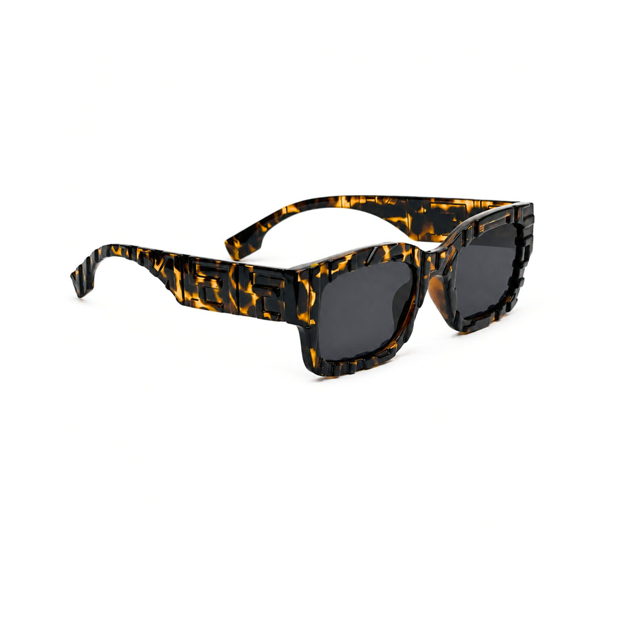 lh103 Rectangle Sunglasses in Tortoiseshell / grey — three-quarter view (opposite side)
