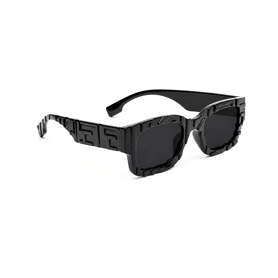 lh103 Rectangle Sunglasses in Black / grey — three-quarter view (opposite side)